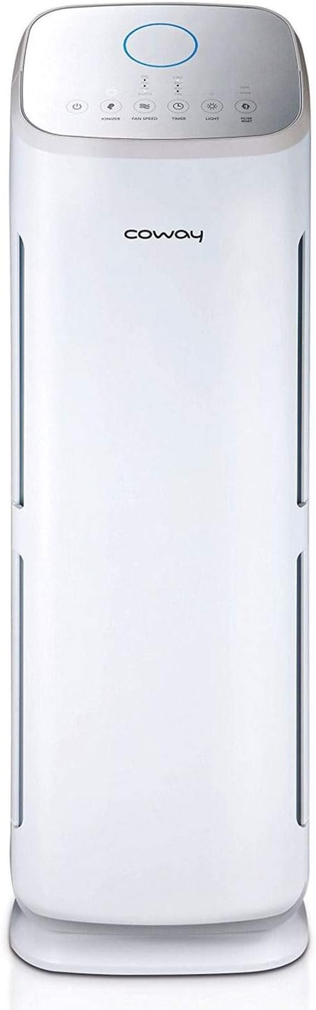 Tall Tower HEPA Air Purifier for Home and Bedroom, Powerful 4-Stage Filtration, Auto Speed Control, Quiet Operation, Touch Controls, White - PuriLite