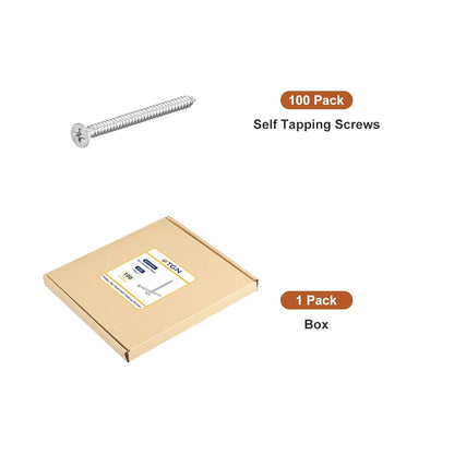 DTGN 100Pcs #8x1 Flat Head Wood Screws, 304 Stainless Steel Phillips Self Tapping Screws - Good for Woodworking, Furniture - Silver
