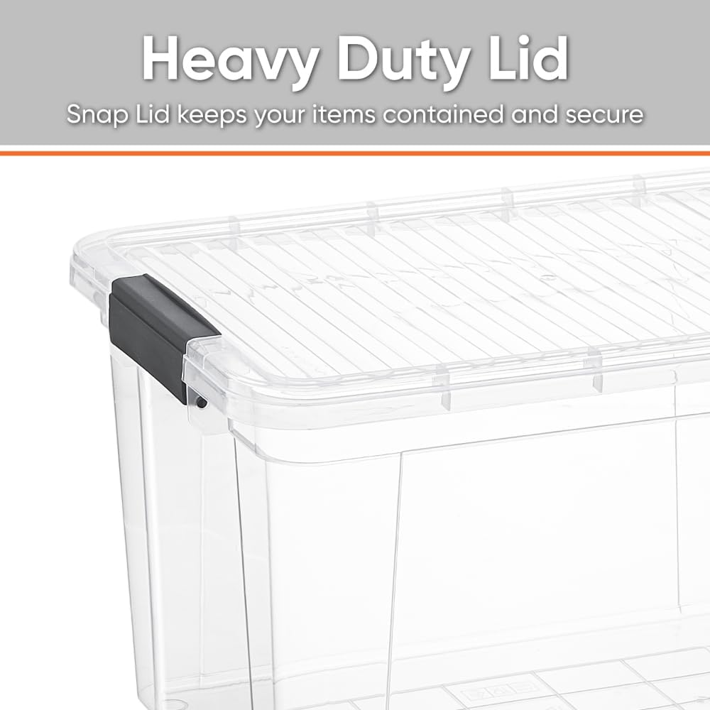 Superio Storage Bins with Lids- 3 Pack, 1.85 Qt Clear Boxes for Organizing, Stackable Plastic Containers- BPA Free, Non-Toxic, Odor Free, Organizer for Home, Office, Dorm