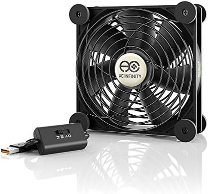AC Infinity MULTIFAN S3 Quiet 120mm USB Cooling Fan – UL-Certified, Multi-Speed Adjustable for Electronics, Game Consoles, DVR, Receiver, and Computer Cabinets