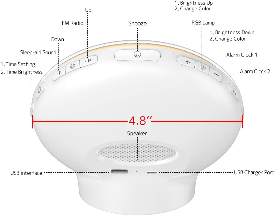 Sunrise Alarm Clock for Heavy Sleepers, Wake Up Light with Sunrise/Sunset Simulation, Dual Alarms & Natural Sounds, Snooze & Sleep Aid, FM Radio, 7 Colors Night Light for Bedroom, Ideal for Gift