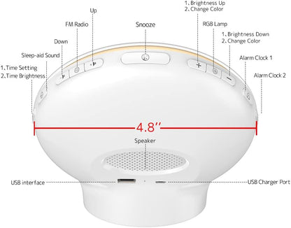 Sunrise Alarm Clock for Heavy Sleepers, Wake Up Light with Sunrise/Sunset Simulation, Dual Alarms & Natural Sounds, Snooze & Sleep Aid, FM Radio, 7 Colors Night Light for Bedroom, Ideal for Gift