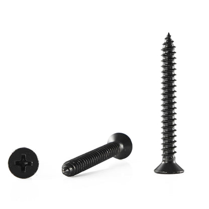 GOHODOMINO #4 x 1/2" Wood Screw 100Pcs, Stainless Steel 304 (18-8) Screws Flat Head Phillips Fast Self Tapping Drywall Screws Black Oxide