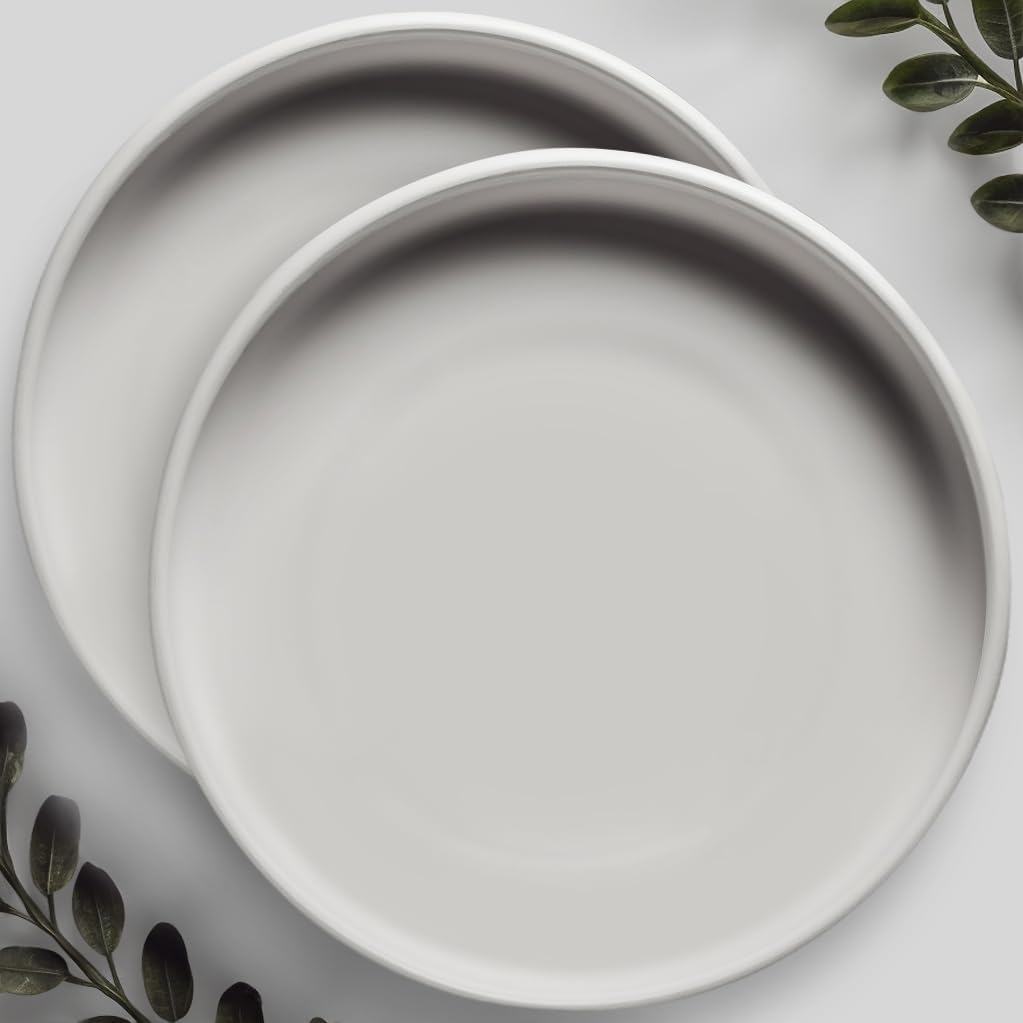 Heavy Duty Ceramic Black Plant Saucer - with Silicone Feet for Added Surface Protection - Scratch-Resistant Plant Drip Trays for Pots 8.3" at the Base or Less, Plant Plate, 7-8 Inch Plant Saucer