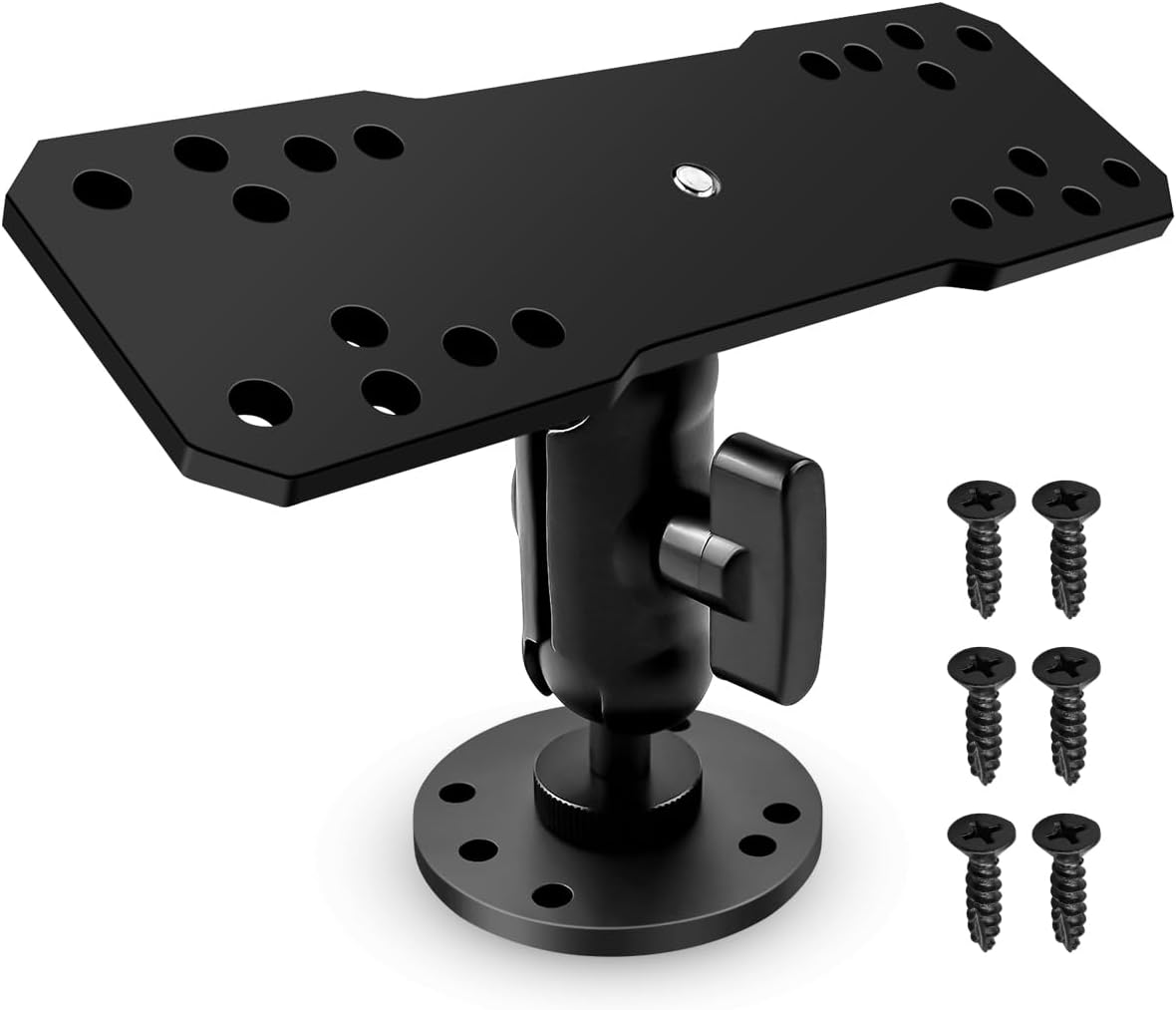 Aluminum Fish Finder Mount Compatible with Garmin Lowrance Humminbird, 5.9In Adjustable Medium Arm with 1.5In C Size Ball, Depth Finder Holder with Universal AMPS for Marine-Grade Boat Kayak