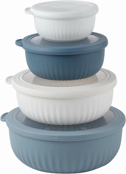 COOK WITH COLOR Prep Bowls with Lids- 8 Piece Nesting Plastic Small Mixing Bowl Set with Lids (Teal Ombre)