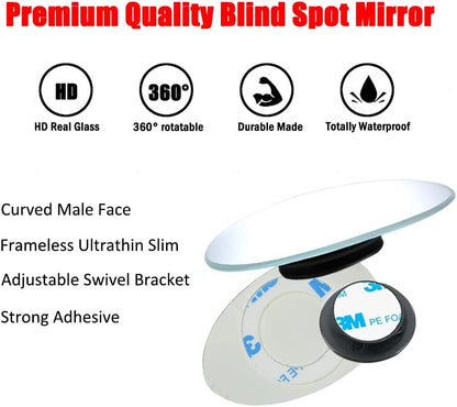 Ampper Blind Spot Mirror, 2" Round HD Glass Frameless Convex Rear View Mirror, Pack of 2