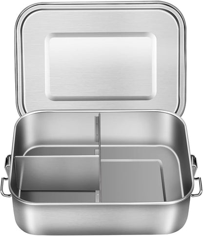 UPTRUST Leak Proof Stainless Steel Bento Lunch Container, (47OZ/1400ML) Metal Bento Lunch Box for Kids or Adults, 3 Compartment Packing Box for Work Lunch