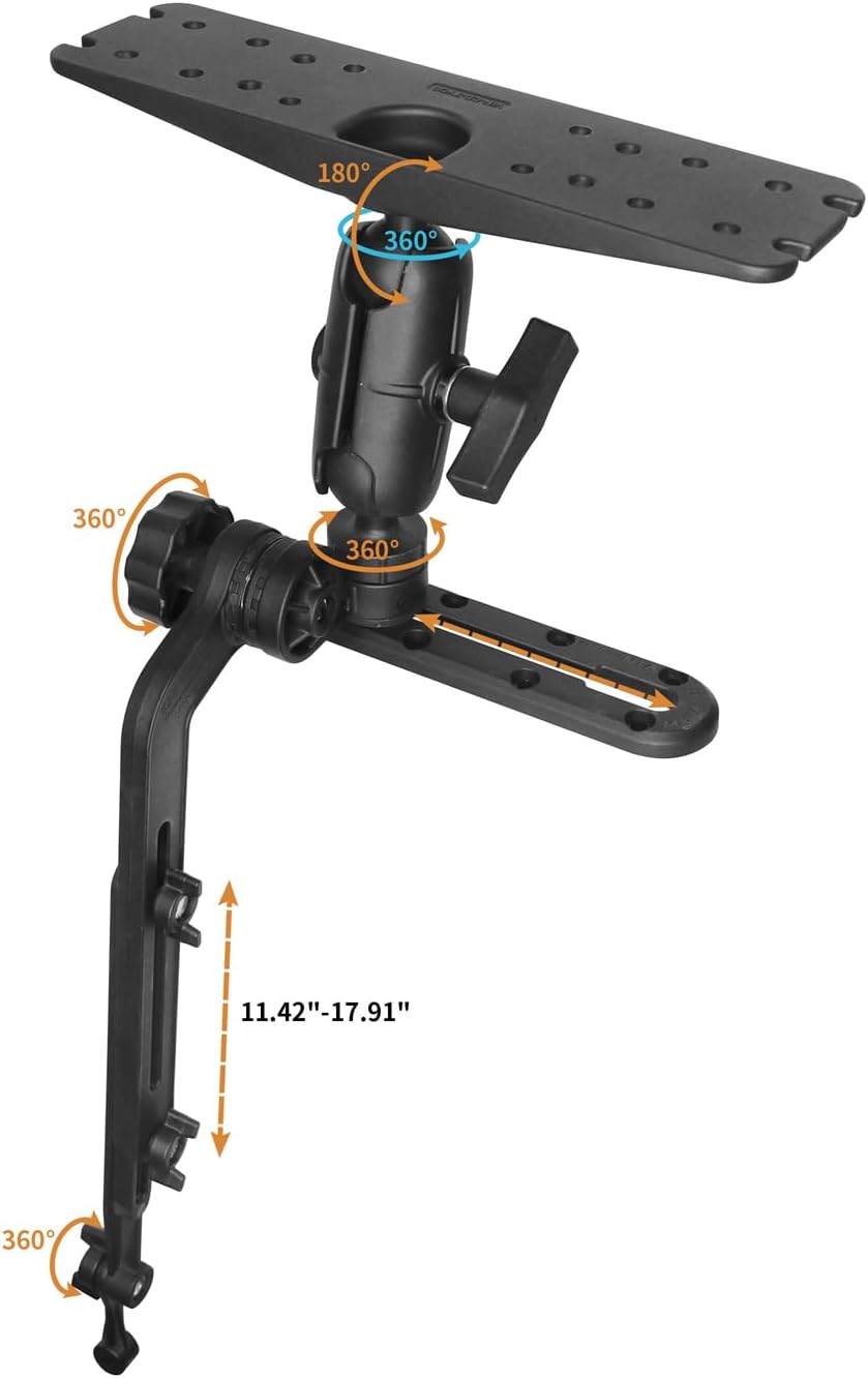 Strg Fish Finder Mount, Kayak Transducer Mounting Arm, Marine Electronics Mounts 1.5" Ball Universal Fish Finder Mount Base Compatible with Scotty Garmin Lowrance Fish Finder