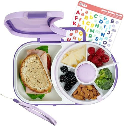 GoBe Kids Lunchbox - Reusable Snack Container with 5 Compartment Dispenser and Lid | BPA and PVC Free | Dishwasher Safe | No Spill, Leakproof