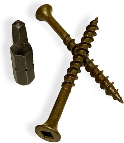 #8 x 3" Deck Screws | Square Drive | Bugle Head | Brown Ruspert | 100pcs Box