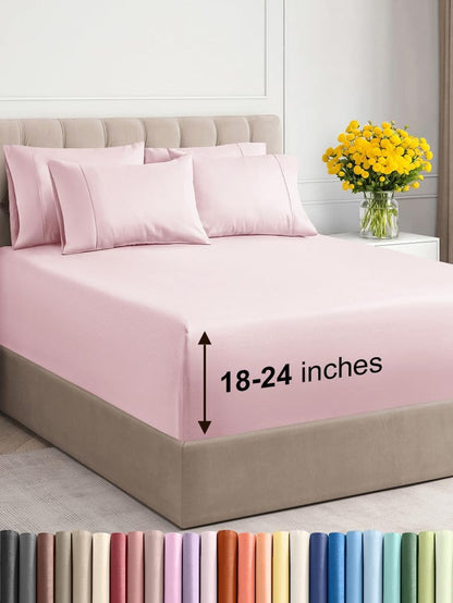 Extra Deep Queen Sheet Set - 6 Piece Breathable & Cooling Sheets - Hotel Luxury Bed Sheets Set - Easy & Secure Fit - Soft, Wrinkle Free & Comfy Sheets Set - White Sheet Set w/Extra Deep Pockets