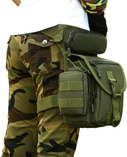 Motorcycle Drop Leg Bag Nylon Waist Pack for Men Women Travel Hiking Tactical Cycling Bike Ride Riding Crossbody Shoulder Fanny Pouch