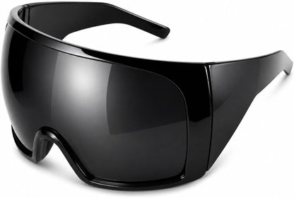 Oversized Wrap Around Sunglasses for Women Men,Futuristic Rave Curved Lens Shades,Fashion Trendy Shield Sun Glasses 8060