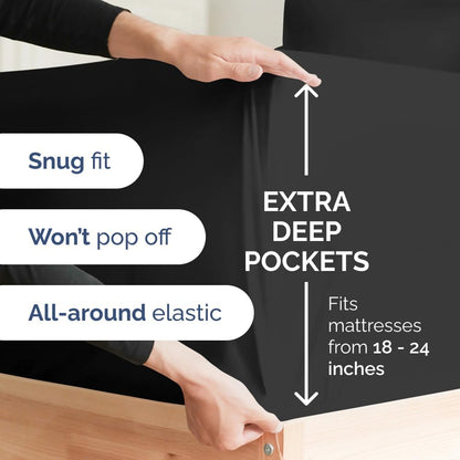 Extra Deep Queen Sheet Set - 6 Piece Breathable & Cooling Sheets - Hotel Luxury Bed Sheets Set - Easy & Secure Fit - Soft, Wrinkle Free & Comfy Sheets Set - White Sheet Set w/Extra Deep Pockets