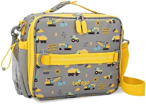 Bentgo® Kids Lunch Bag - Durable, Double Insulated, Water-Resistant Fabric, Interior & Exterior Zippered Pockets, Water Bottle Holder - Ideal for Children 3+ (Shark)