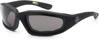 Choppers Gangster Mens Women Biker Cycling Padded Motorcycle Goggles Sunglasses (Smoke Lens)