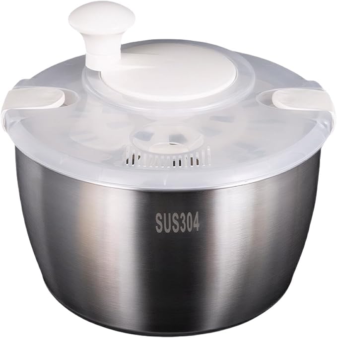 ciopswslk Stainless Steel Bowl Salad Non-Slip Base for Stable Salad Mixing Stainless Steel Salad Spinners Lettuce Spinners, Stainless Steel