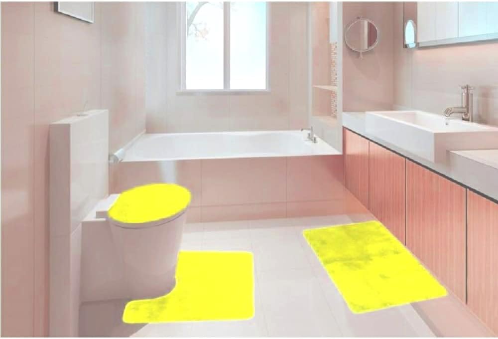 Daniel's Bath & Beyond 3 Piece Solid Luxury Bath Mat, Lime Green, (3PC Solid Luxury)