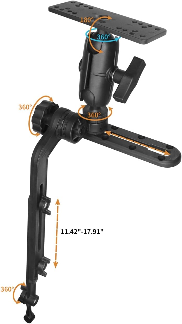 Strg Fish Finder Mount, Kayak Transducer Mounting Arm, Marine Electronics Mounts 1.5" Ball Universal Fish Finder Mount Base Compatible with Scotty Garmin Lowrance Fish Finder