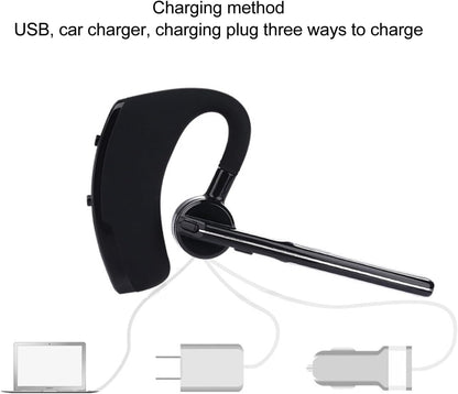 BT Earpiece, Cordless Handsfree Headset with Microphone, Noise Cancelling Single Ear Headset, Driving BT Headset for Phone Business Office Cell Phone