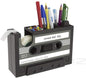 Creative Adhesive Tape Pen Holder Case, Retro Cassette Tape Dispenser Vase Brush Pot, Popular Pencil Desk Collection Tidy Organizer, Office Stationery Storage Container- Unique Gift (gray)
