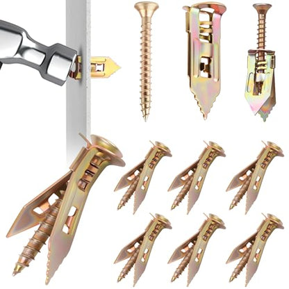TIEEC 160 PCS Self-Drilling Drywall Anchors Kit - Zinc Plated Steel Wall Anchors & Screws (4X35mm), No Drill or Holes in Wall, Heavy Duty for TV/Shelf/Cabinet/Picture Frame