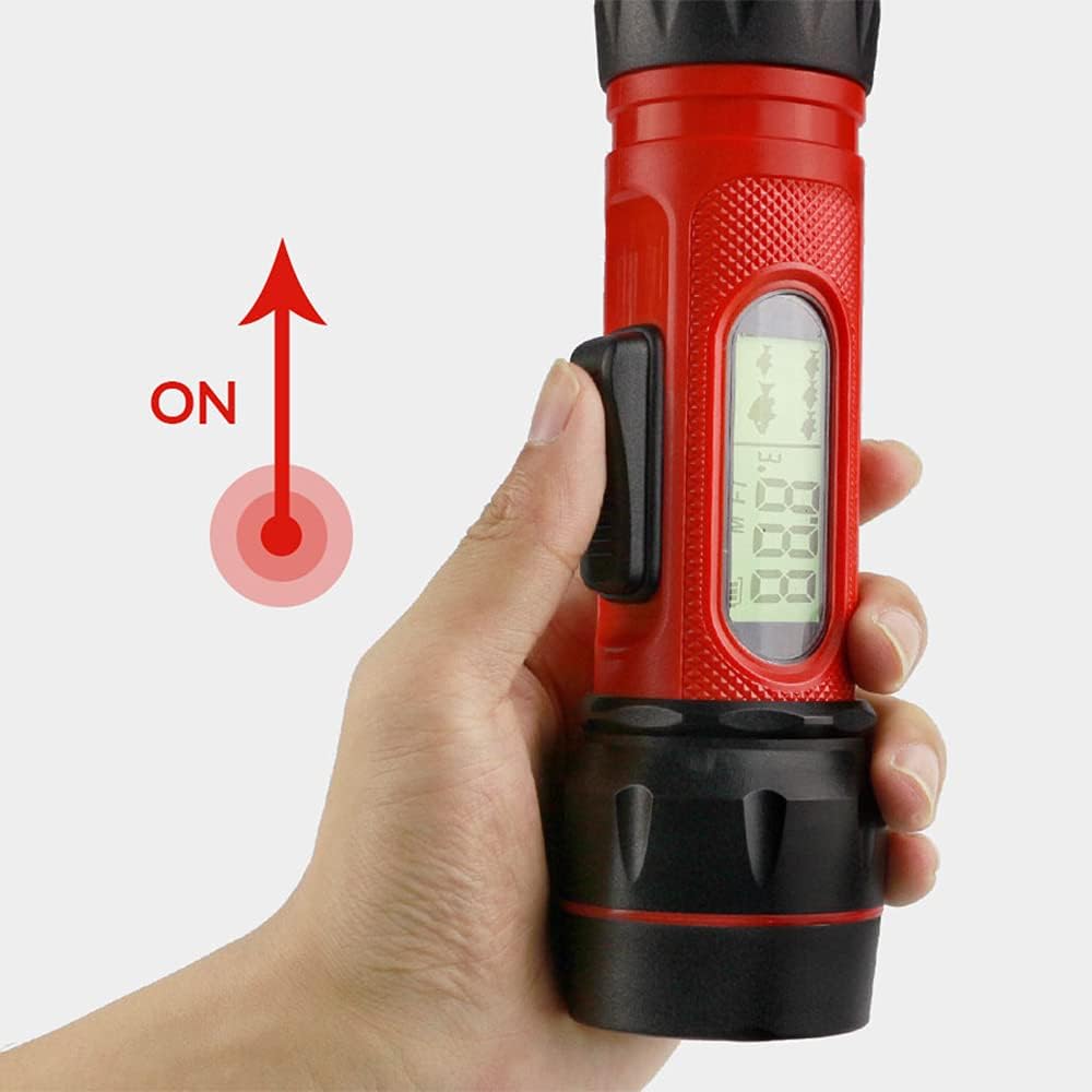 Portable Fish Finder,HUIOP Sonar Ice Fishing Fishfinder with LED Underwater Light Handheld Fishfinder with 0.8-90m Detection Depth