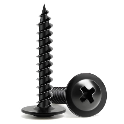 Wood Screws Assortment Kit, FIXLINK 220 PCS High Hardness Truss Head Black Wood Screws Set, Phillips Drive Assorted Screws, Contain 8 Size (,2”,1-5/8”,1-1/2”,1-1/4”,1”,3/4”,5/8”,1/2”), Black