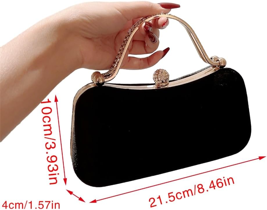 MZRAN Bags for Women, Women Rhinestones Handle Clutch Purse Velvet Handbag Evening Handbags Clutch Purse Wedding Party Bags - PuriLite