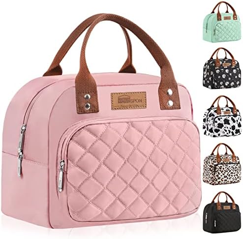 HOMESPON Lunch Bag for Woman Man Adults with Front Pocket Insulated Lunch Tote Lunch Box Container for Work Picnic or Travel(Black)