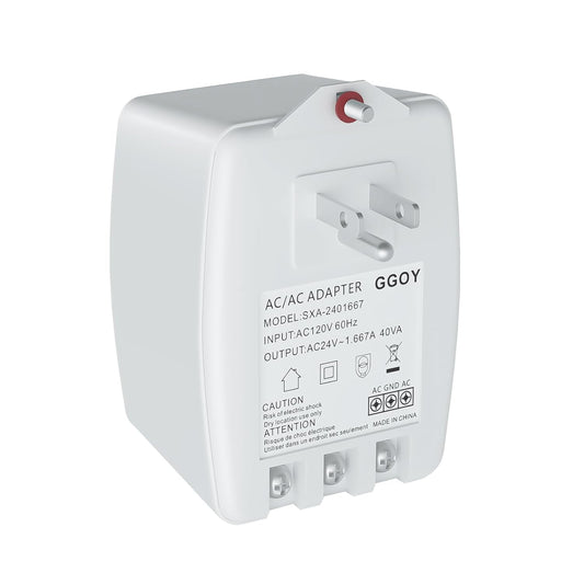 24VAC 40VA Plug in Doorbell Transformer Compatible with Ring, Nest, Eufy, Wyze Video Door Bell, All of Doorbell Nest Ecobee Sensi and Honeywell Thermostat,with PTC Fuse