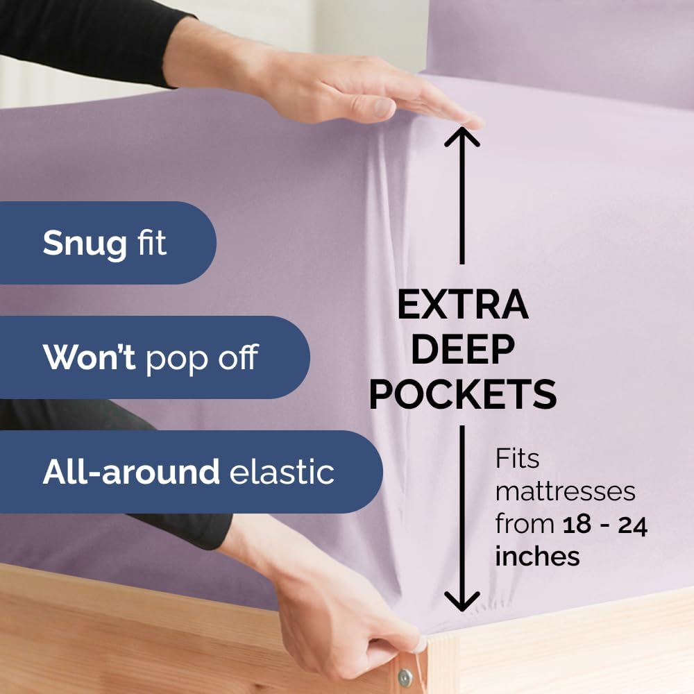 Extra Deep Queen Sheet Set - 6 Piece Breathable & Cooling Sheets - Hotel Luxury Bed Sheets Set - Easy & Secure Fit - Soft, Wrinkle Free & Comfy Sheets Set - White Sheet Set w/Extra Deep Pockets