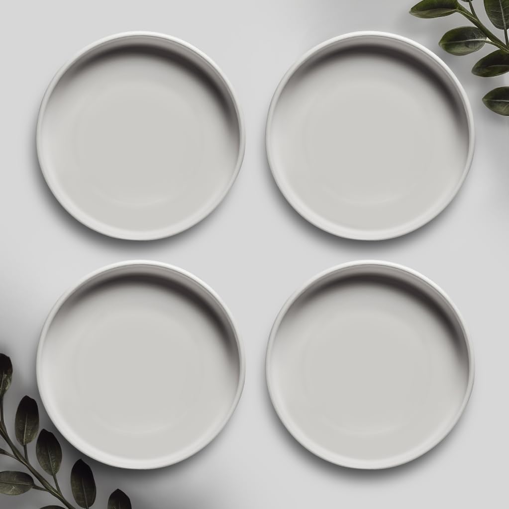 Heavy Duty Ceramic Black Plant Saucer - with Silicone Feet for Added Surface Protection - Scratch-Resistant Plant Drip Trays for Pots 8.3" at the Base or Less, Plant Plate, 7-8 Inch Plant Saucer
