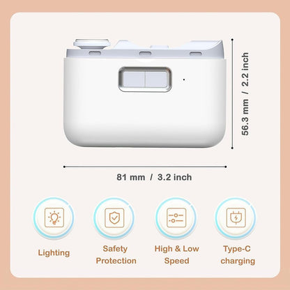 Electric Nail Clippers, 2-in-1 Fingernail Clippers 2 Speeds with File, Rechargeable Nail Trimmer with Nail Scraps Storage and Light (White)