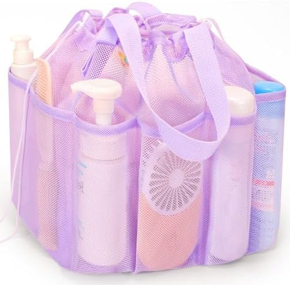 famichan Mesh Shower Caddy Portable, Dorm Room Essentials for College Students, Large Capacity with 8 Pockets Shower Bag for Camping,Swimming,Gym,Travel