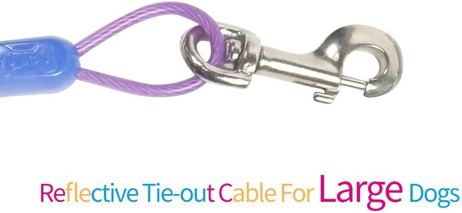 Petest 25ft Reflective Tie-Out Cable for Small Dogs Up to 35 Pounds