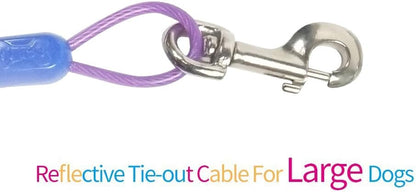 Petest 25ft Reflective Tie-Out Cable for Small Dogs Up to 35 Pounds
