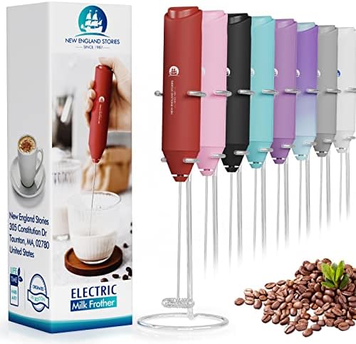 Powerful Milk Frother Handheld Foam Maker, Mini Whisk Drink Mixer for Coffee, Cappuccino, Latte, Matcha, Hot Chocolate, With Stand, Light Purple