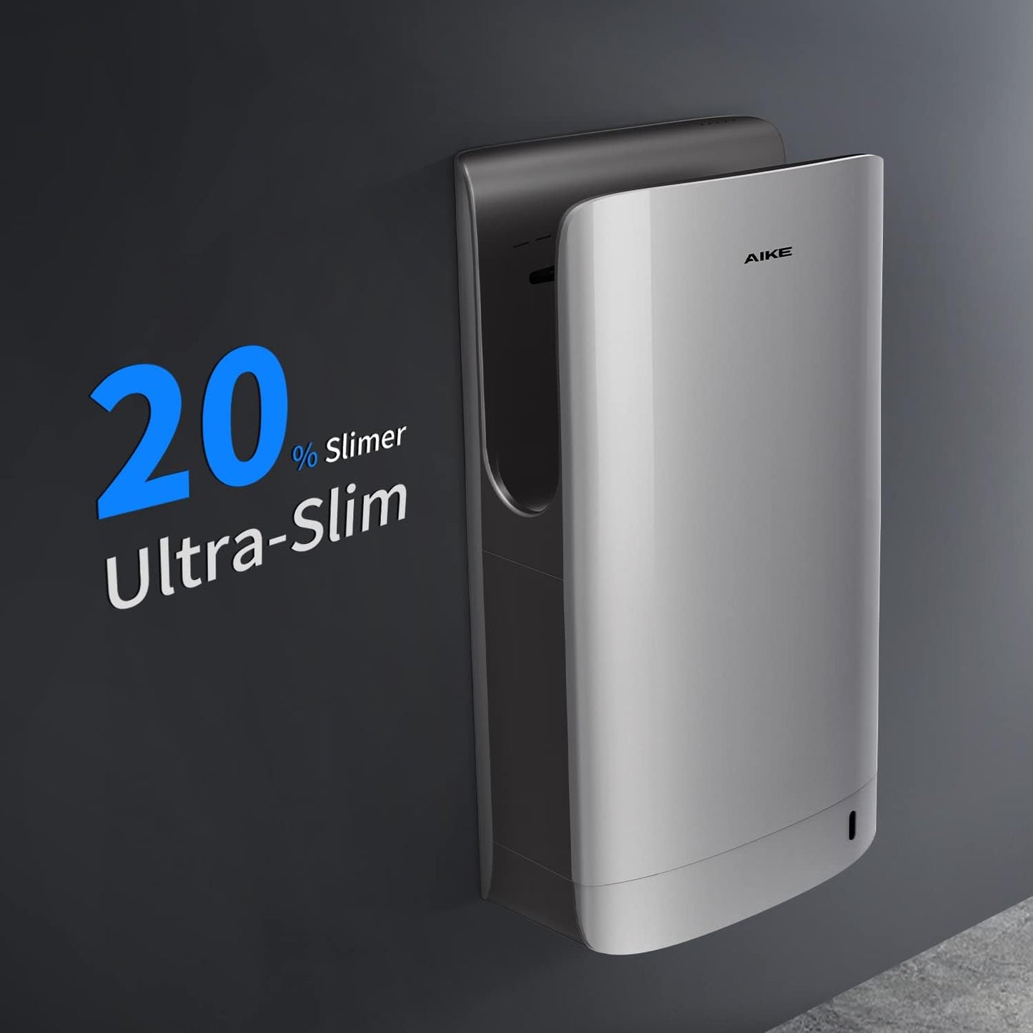 AIKE HEPA Filtered Vertical Hand Dryer Slim, 110-130V Silver 2023 New Version Model AK2065