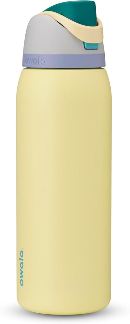 Owala FreeSip Insulated Stainless Steel Water Bottle with Straw for Sports and Travel, BPA-Free, 24-oz, Very, Very Dark