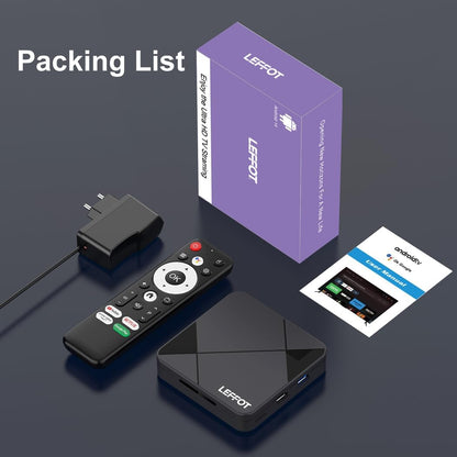 LEFFOT Android TV Box 14, 2025Smart 4K UHD Steaming Devices for TV,2GB RAM + 16GB ROM,Home Smat TV Box,with HDR10,2.4G&5G WiFi 6,BT 5.0 RK3518