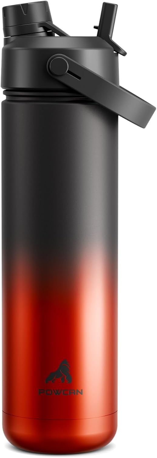 POWCAN 26 oz Insulated Water Bottle with 2-in-1 Straw and Spout Lid, Keep Cold 24H, Leak-Proof, Fits in Car Cup Holder, Stainless Steel Water Bottle for Sports, Travel, and School (Cotton Candy)