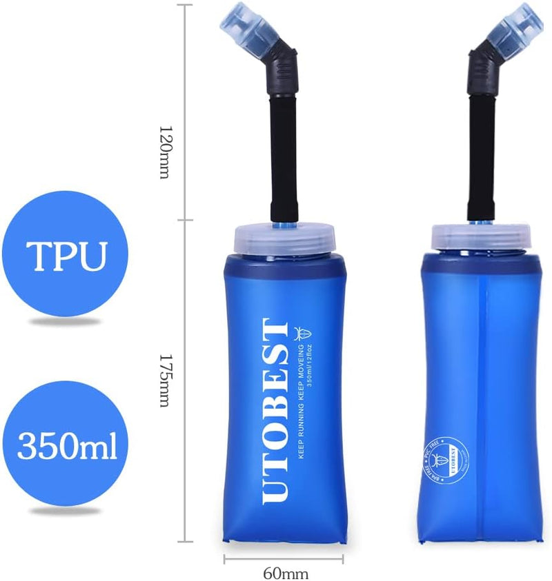 UTOBEST Soft Flask Running Water Bottle Collapsible Water Bottle for Trail Running Hydration Pack Hiking Cycling Climbing 150ML/250ML/350ML/450ML/500ML/550ML