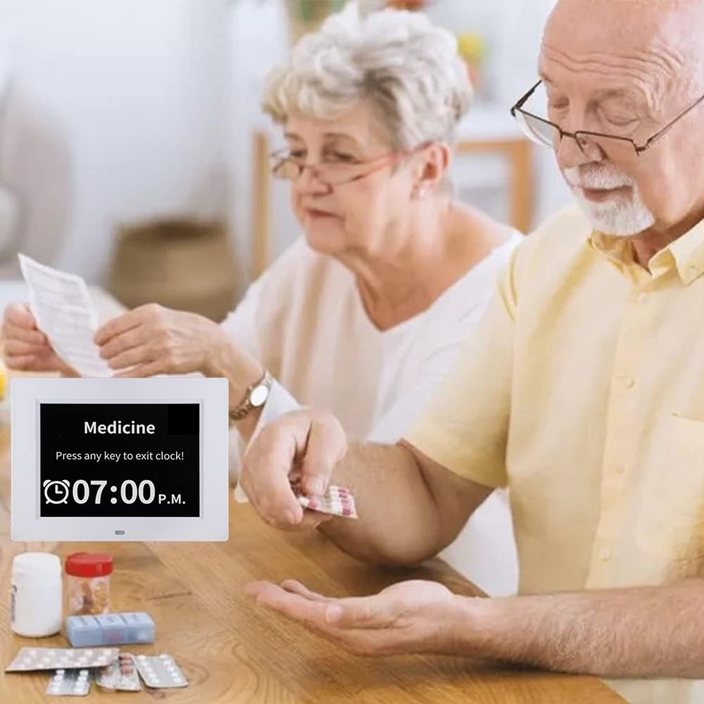 [2025 Newest] Digital Day Calendar Clocks 3 Medicine Reminders Extra Large 8 Inch Non-Abbreviated Day Date Month Dementia Senior Clock for Eldarly Memory Loss Vision Impaired Clock