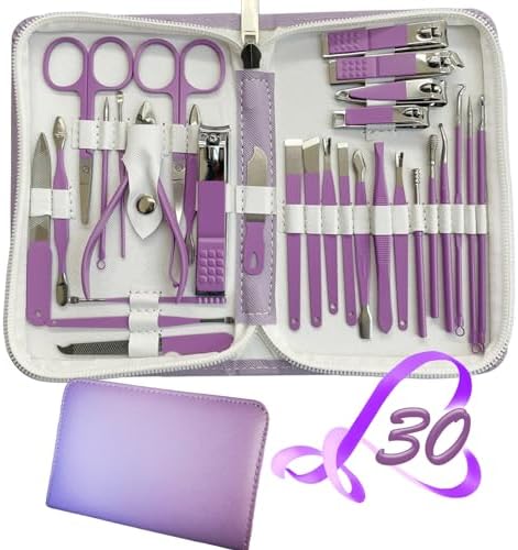Manicure Set 30 in 1 Nail Clipper set, REDFLOW nail clippers, fingernail & toenail clippers, Manicure Tools, pedicure tools, Suitable for Travel Manicure Kit, Nail Set Kit With Everything Profe