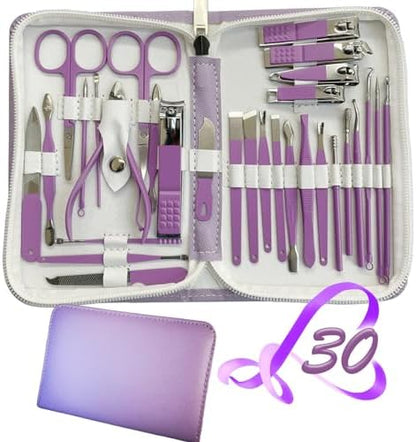 Manicure Set 30 in 1 Nail Clipper set, REDFLOW nail clippers, fingernail & toenail clippers, Manicure Tools, pedicure tools, Suitable for Travel Manicure Kit, Nail Set Kit With Everything Profe