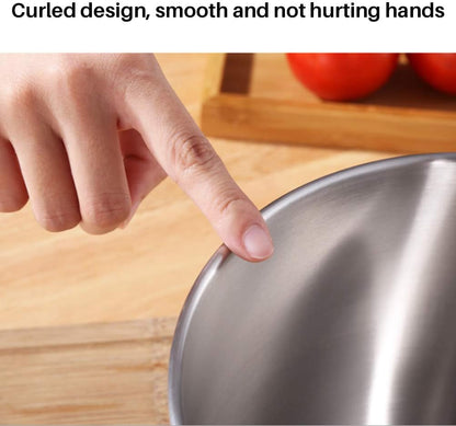 Stainless Steel Mixing Bowl with Lid, Deep Metal Cake Basin, Salad Egg Dessert Baking Bowl