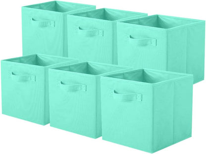 ShellKingdom Storage Bins, Foldable Fabric Storage Cubes And Cloth Organizer Drawer For Closet And Toys, 6 Pack (Lavender+Light Blue+Pink)