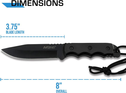 MTech USA MT-20-35 Series Fixed Blade Knife, Black Drop Point Blade, Plastic Handle, 8-Inch Overall